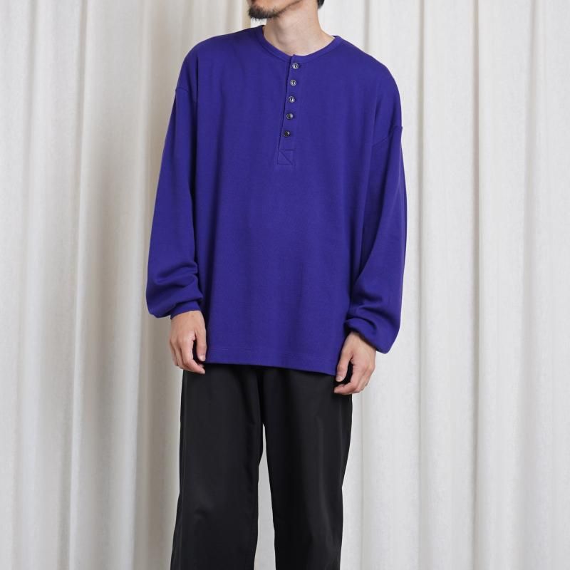 25A/WۡULTERIOR ƥꥢ C/CASH HONEYCOMB HENLEY-NECK TOP / ROYAL PURPLE