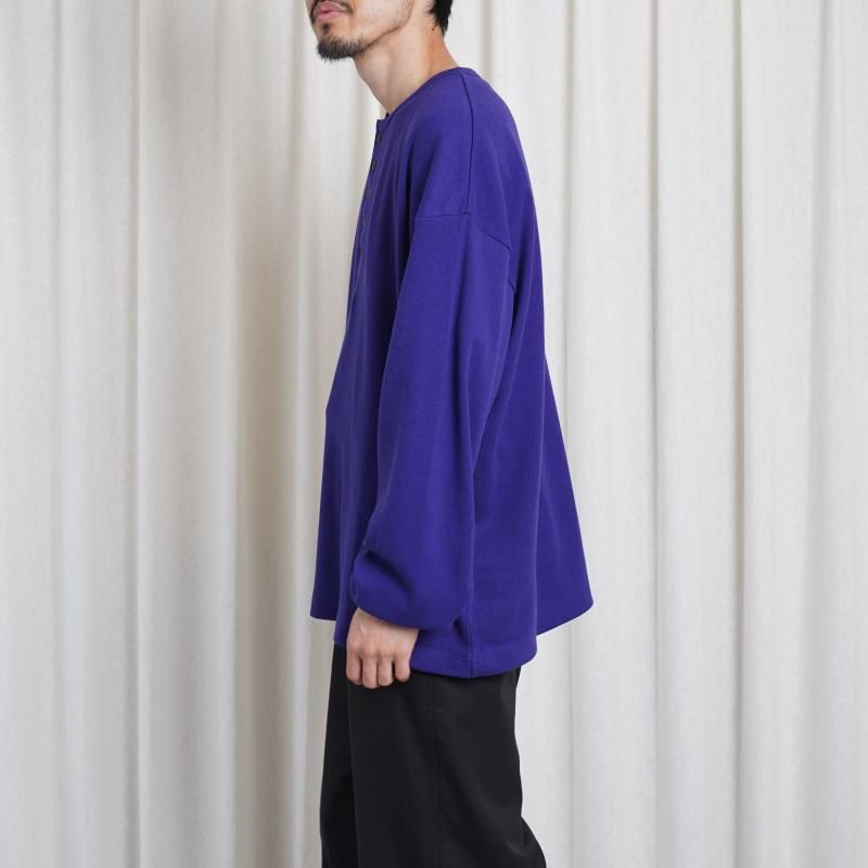 25A/WۡULTERIOR ƥꥢ C/CASH HONEYCOMB HENLEY-NECK TOP / ROYAL PURPLE