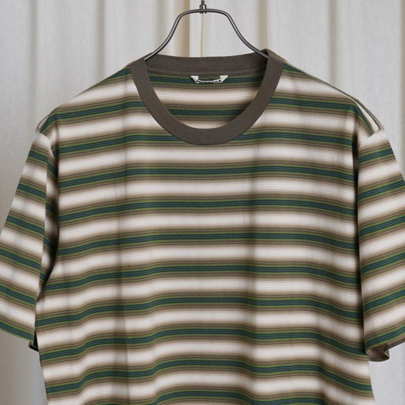 25A/WۡAURALEE ꡼ GRADIENT STRIPE JERSEY TEE / FADE BROWN STRIPE