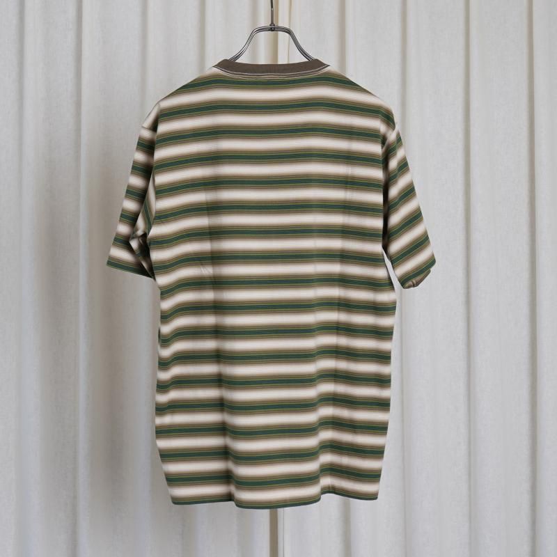 25A/WۡAURALEE ꡼ GRADIENT STRIPE JERSEY TEE / FADE BROWN STRIPE