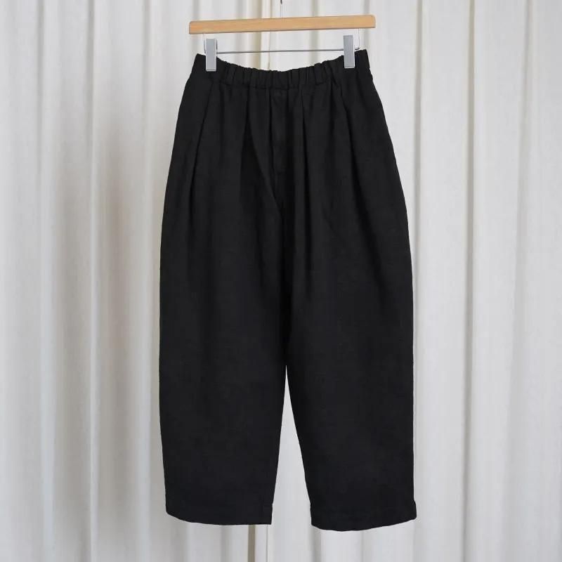 【MITTAN ミッタン】 絹綿麻ジャカードパンツ / 黒