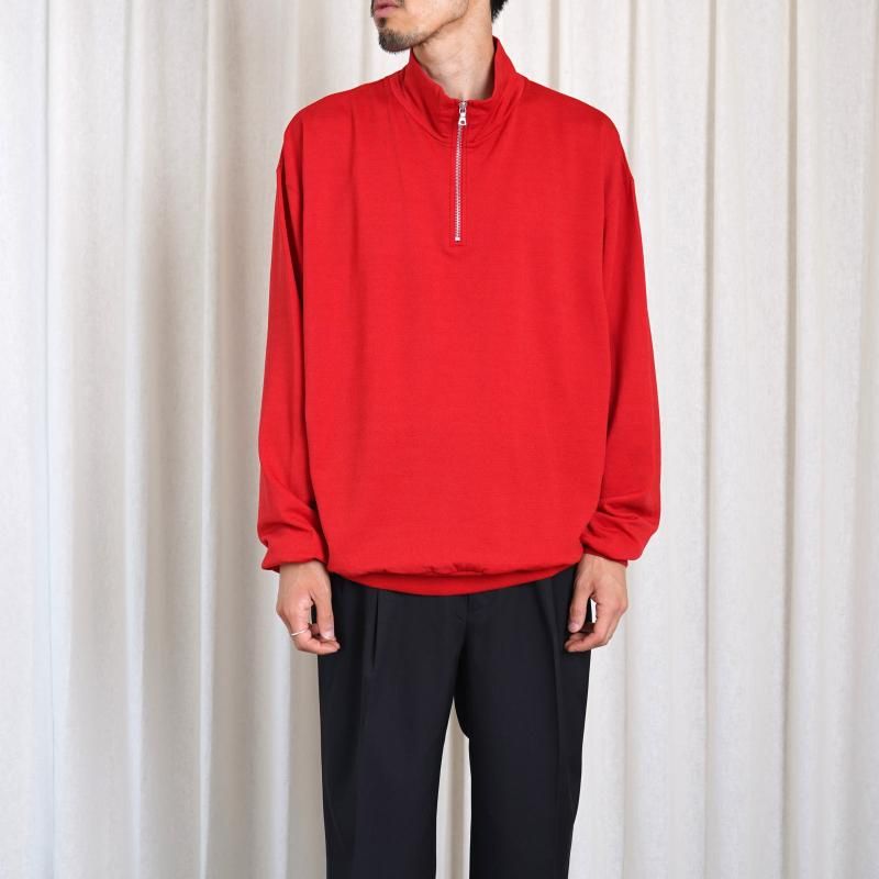 25A/W】【AURALEE オーラリー】 LIGHT WOOL SWEAT HALF ZIP P/O / RED
