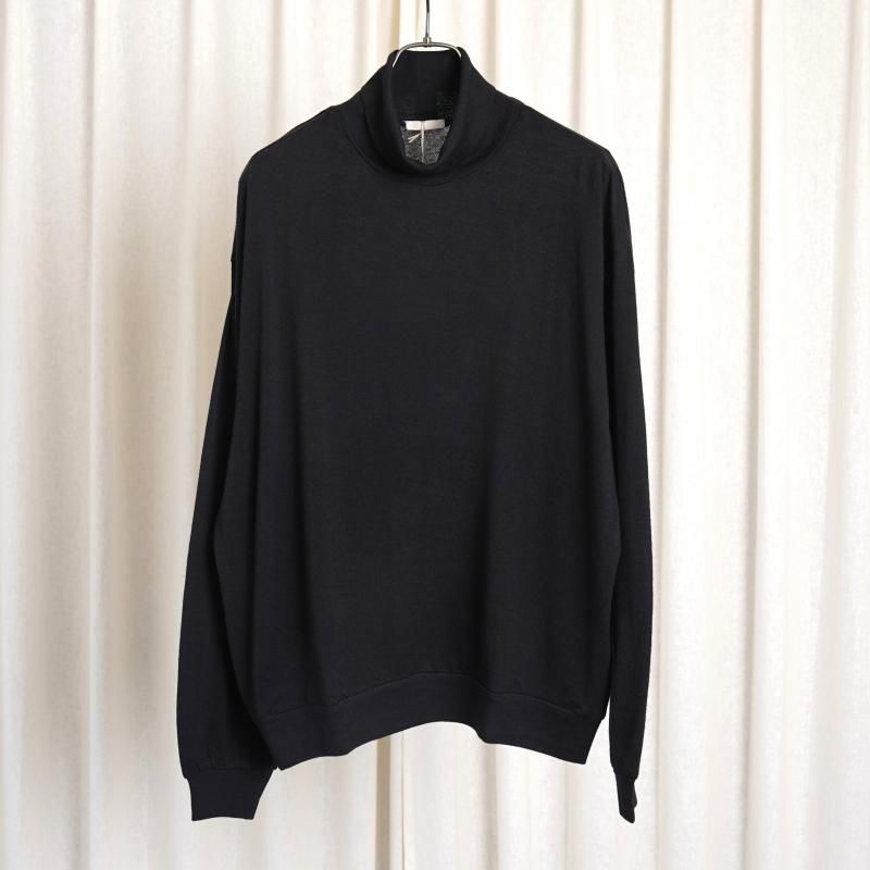 【25A/W】 【ULTERIOR アルテリア】 SUPER FINE WOOL COTTON TURTLE-NECK TOP / BLACK