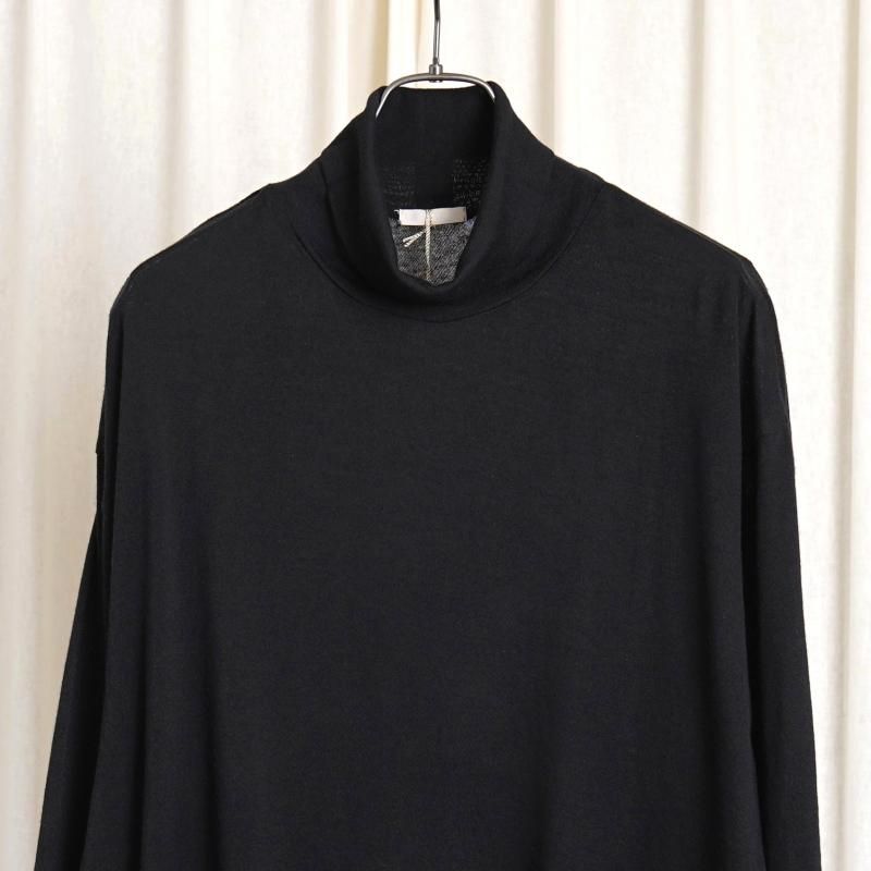 25A/W ULTERIOR ƥꥢ SUPER FINE WOOL COTTON TURTLE-NECK TOP / BLACK