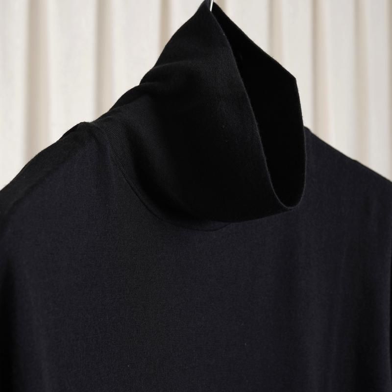 25A/W ULTERIOR ƥꥢ SUPER FINE WOOL COTTON TURTLE-NECK TOP / BLACK
