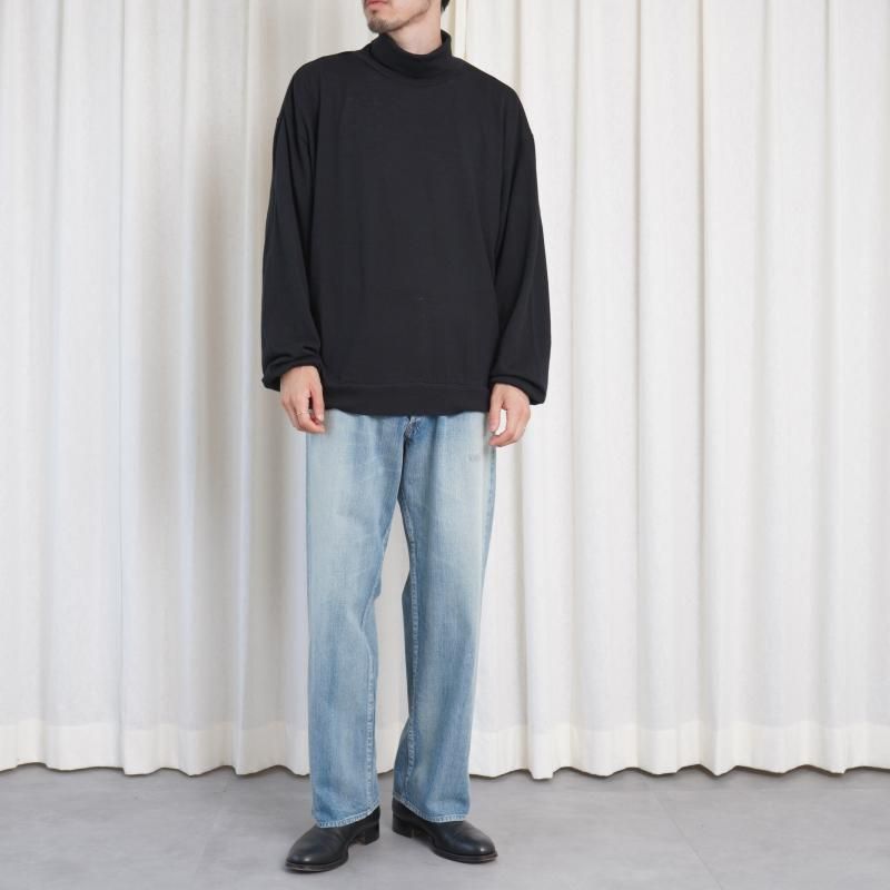 25A/W ULTERIOR ƥꥢ SUPER FINE WOOL COTTON TURTLE-NECK TOP / BLACK