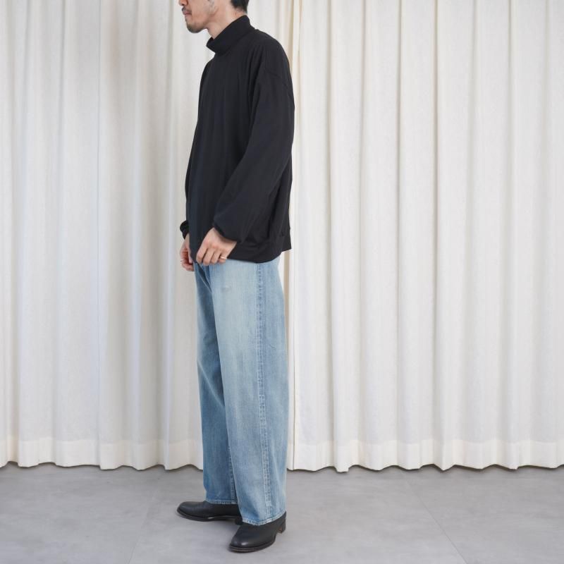 25A/W ULTERIOR ƥꥢ SUPER FINE WOOL COTTON TURTLE-NECK TOP / BLACK