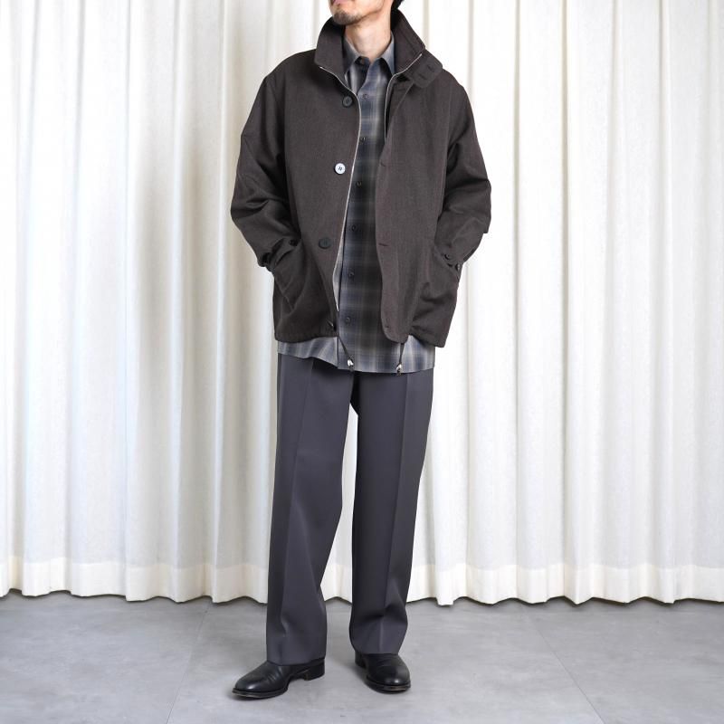 25A/WۡCale   WOOL RAMIE DOESKIN MILITARY BLOUSON / DARK BROWN