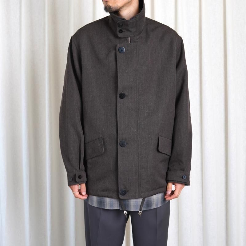 25A/WۡCale   WOOL RAMIE DOESKIN MILITARY BLOUSON / DARK BROWN