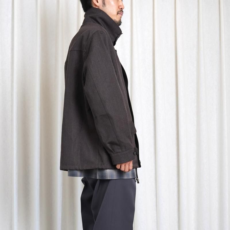 25A/WۡCale   WOOL RAMIE DOESKIN MILITARY BLOUSON / DARK BROWN