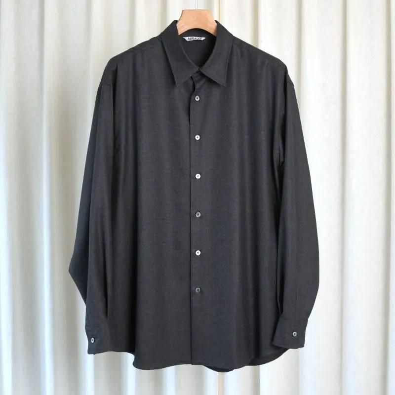 25A/WۡAURALEE ꡼SUPER LIGHT WOOL SHIRT / TOP CHARCOAL