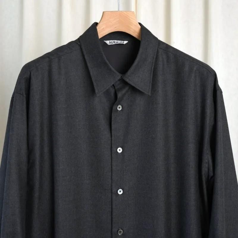 25A/WۡAURALEE ꡼SUPER LIGHT WOOL SHIRT / TOP CHARCOAL