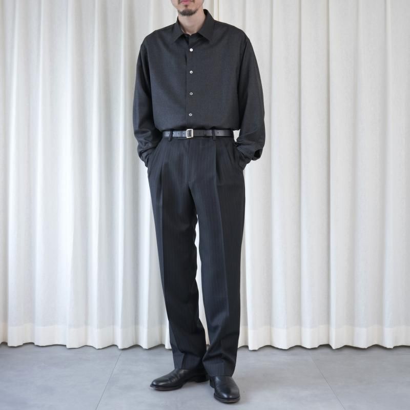 25A/WۡAURALEE ꡼SUPER LIGHT WOOL SHIRT / TOP CHARCOAL
