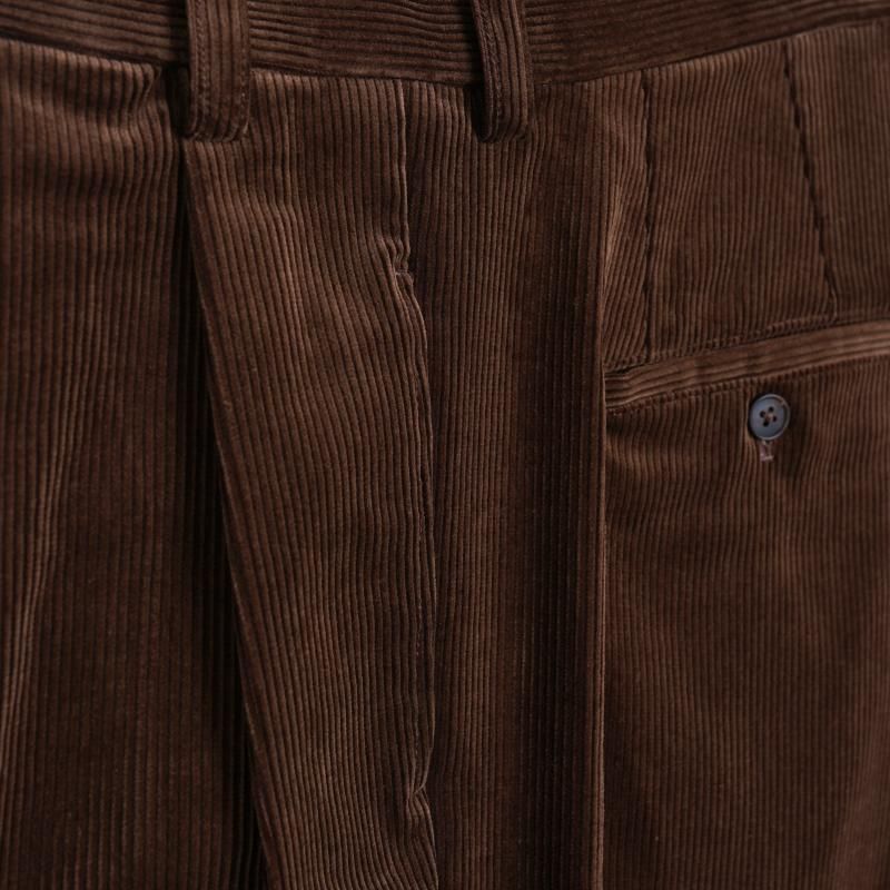 25A/W】 【BISOWN ビソウン】 CORDUROY 2TUCK WIDE TROUSERS / BROWN