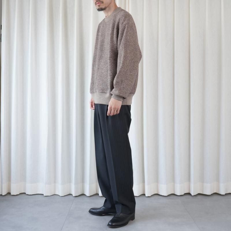 25A/W AURALEE ꡼ BLUEFACED WOOL TWO-TUCK SLACKS	 / CHARCOAL NAVY STRIPE