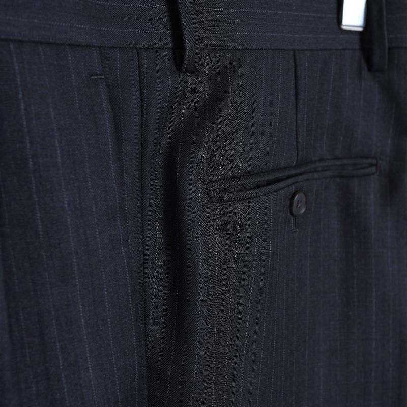 25A/W AURALEE ꡼ BLUEFACED WOOL TWO-TUCK SLACKS	 / CHARCOAL NAVY STRIPE