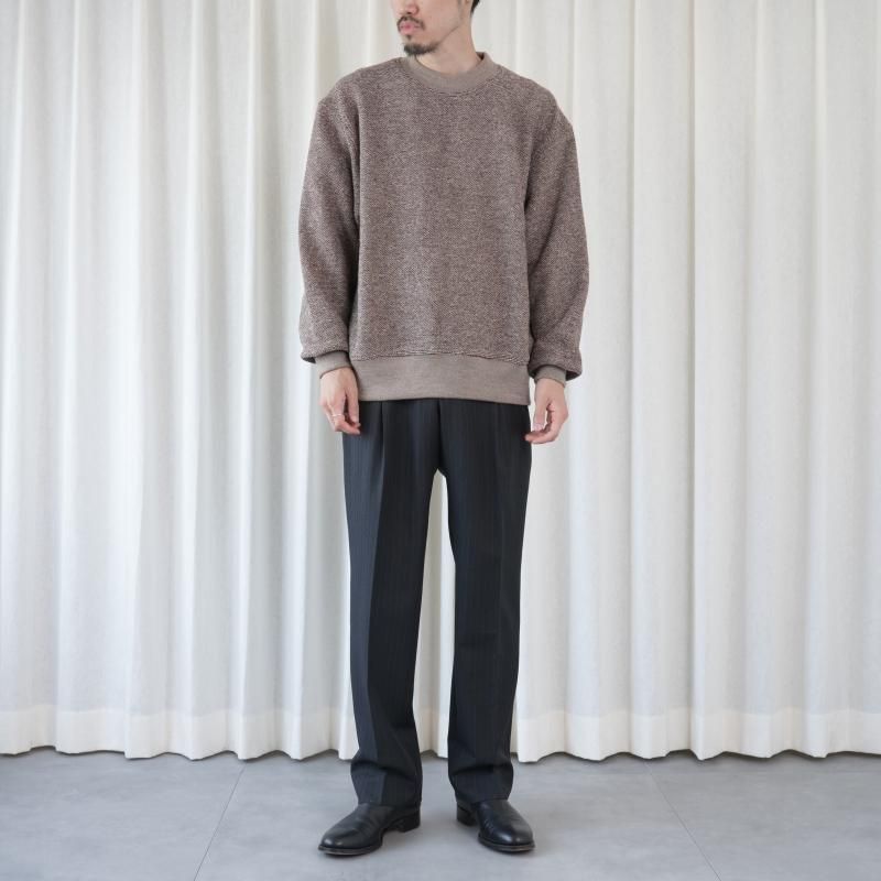 25A/W AURALEE ꡼ BLUEFACED WOOL TWO-TUCK SLACKS	 / CHARCOAL NAVY STRIPE