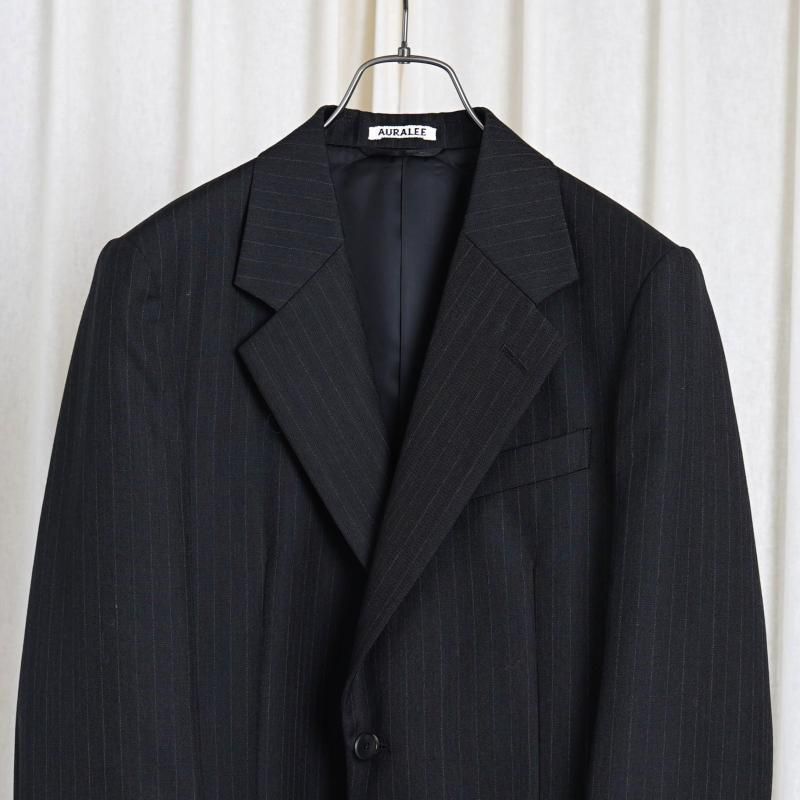 25A/WۡAURALEE ꡼ BLUEFACED WOOL JACKET / CHARCOAL NAVY STRIPE