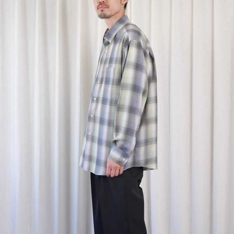 25A/W】【AURALEE オーラリー】 SUPER LIGHT WOOL CHECK SHIRT / BLUE