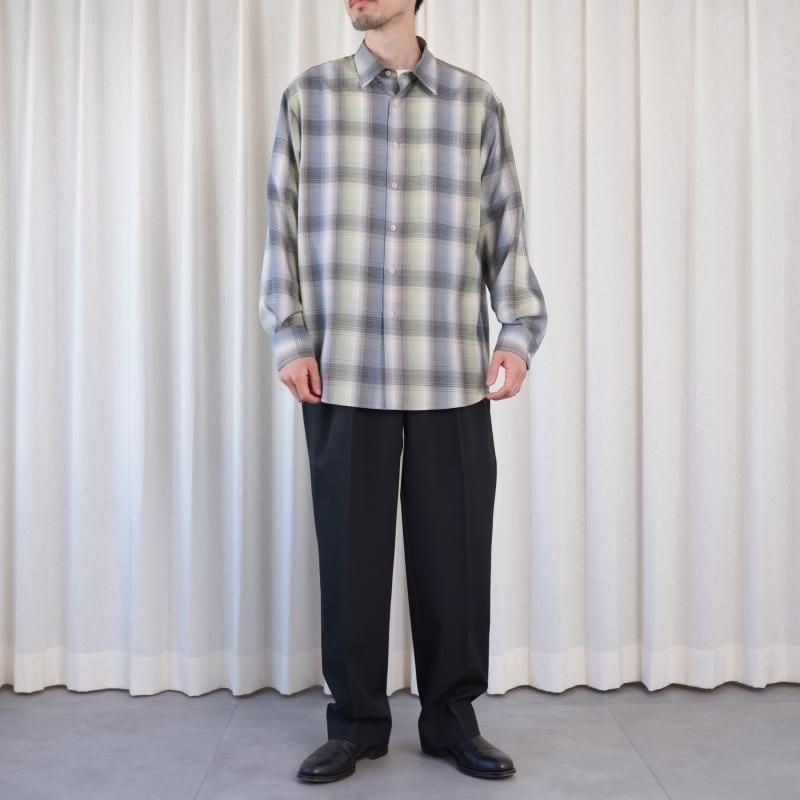 25A/W】【AURALEE オーラリー】 SUPER LIGHT WOOL CHECK SHIRT / BLUE