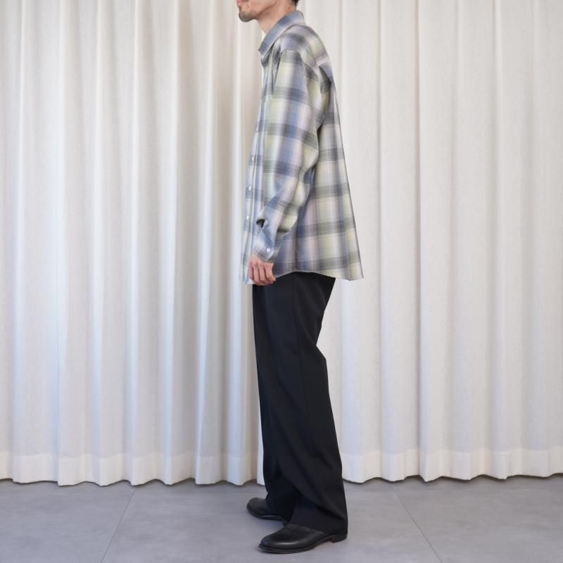 25A/W】【AURALEE オーラリー】 SUPER LIGHT WOOL CHECK SHIRT / BLUE