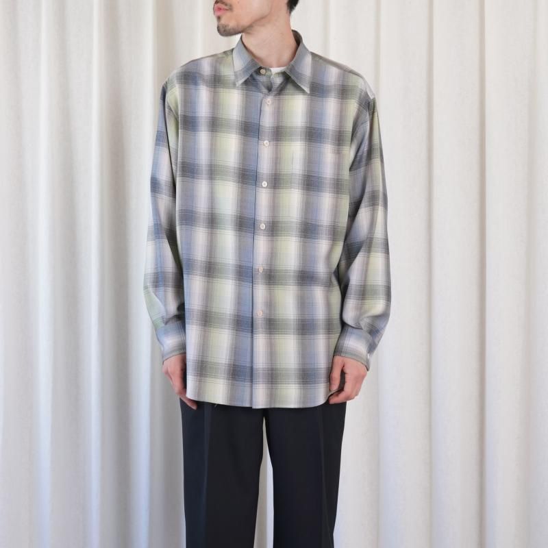 ��25A/W�ۡ�AURALEE ������꡼�� SUPER LIGHT WOOL CHECK SHIRT / BLUE GREEN CHECK