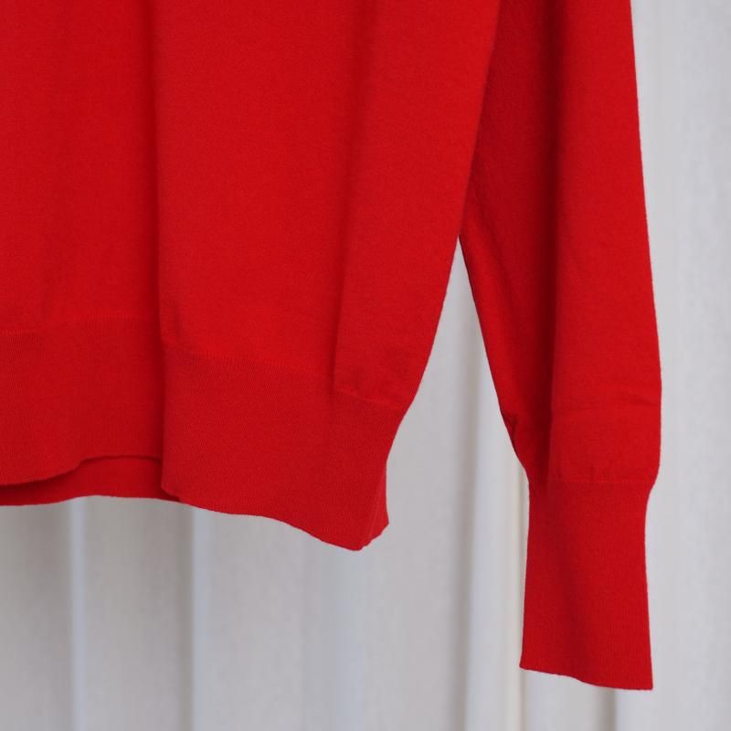 25A/WۡAURALEE ꡼ HIGH TWIST WOOL KNIT V-NECK P/O / RED