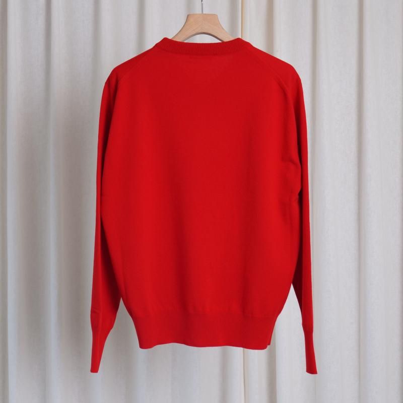25A/WۡAURALEE ꡼ HIGH TWIST WOOL KNIT V-NECK P/O / RED