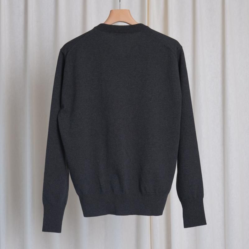 25A/WۡAURALEE ꡼ HIGH TWIST WOOL KNIT V-NECK P/O / CHARCOAL