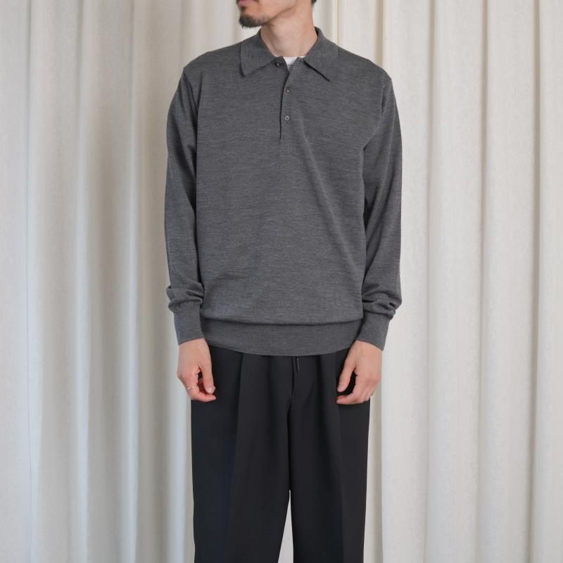 25A/WۡBATONER Хȥʡ SUPERIOR MERINO POLO / MIDDLE GRAY
