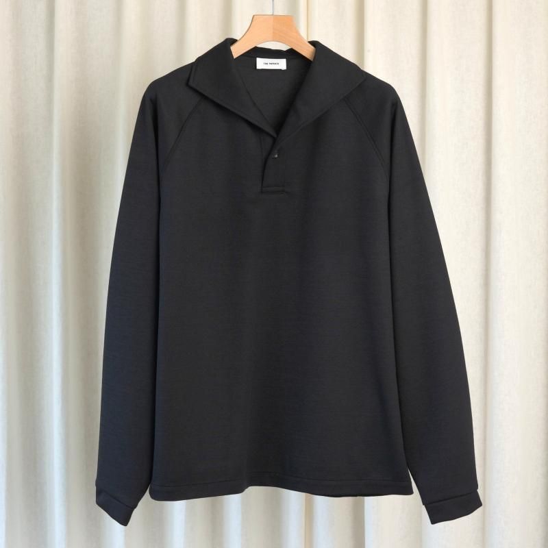 25A/WۡTHE RERACS 饯 ITALIAN COLLAR RAGLAN POLO SHIRT L/S / BLACK
