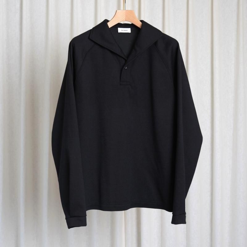 25A/WۡTHE RERACS 饯 ITALIAN COLLAR RAGLAN POLO SHIRT L/S / BLACK