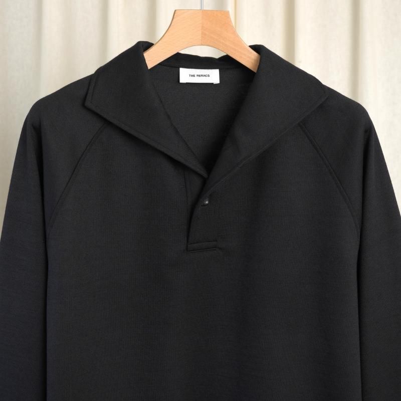 25A/WۡTHE RERACS 饯 ITALIAN COLLAR RAGLAN POLO SHIRT L/S / BLACK
