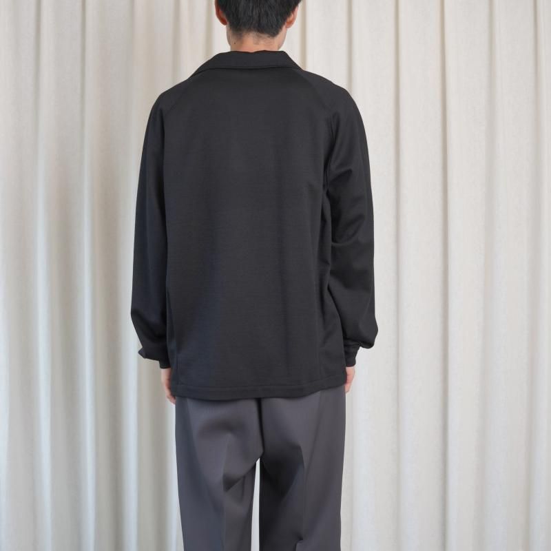 25A/WۡTHE RERACS 饯 ITALIAN COLLAR RAGLAN POLO SHIRT L/S / BLACK