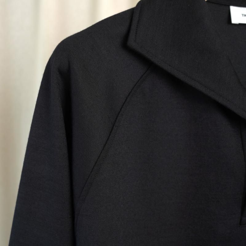 25A/WۡTHE RERACS 饯 ITALIAN COLLAR RAGLAN POLO SHIRT L/S / BLACK