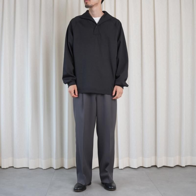25A/WۡTHE RERACS 饯 ITALIAN COLLAR RAGLAN POLO SHIRT L/S / BLACK