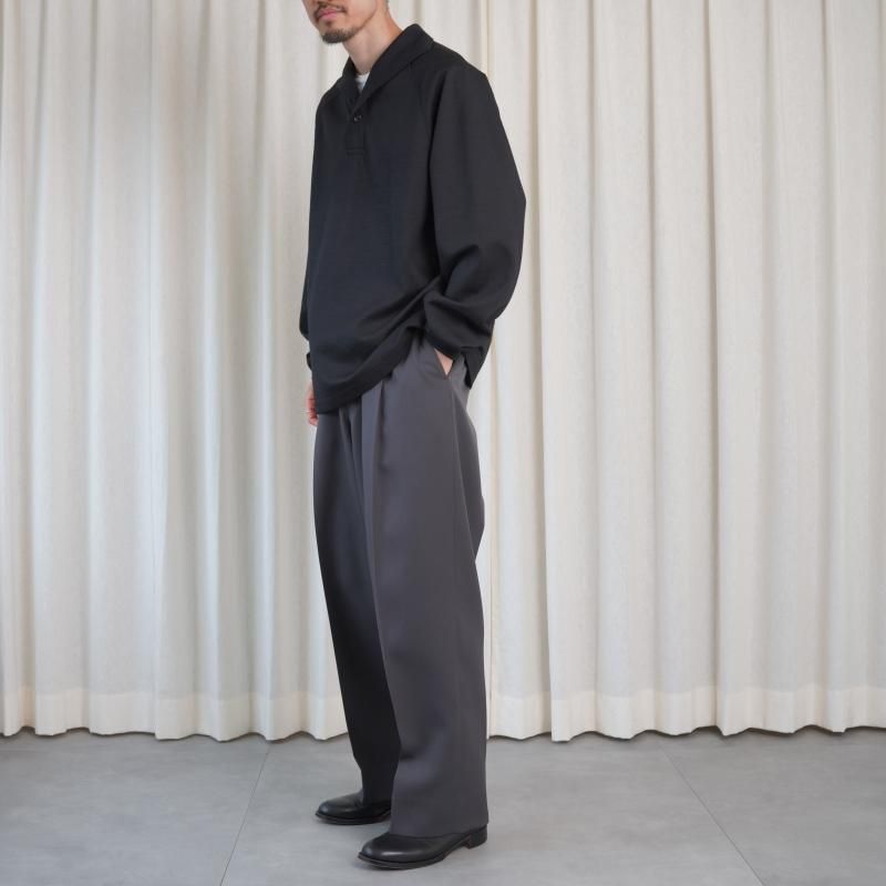 25A/WۡTHE RERACS 饯 ITALIAN COLLAR RAGLAN POLO SHIRT L/S / BLACK