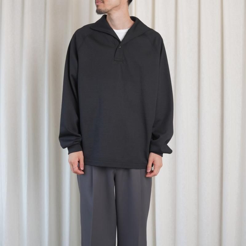25A/WۡTHE RERACS 饯 ITALIAN COLLAR RAGLAN POLO SHIRT L/S / BLACK