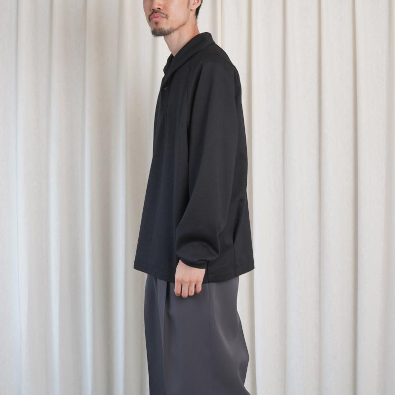25A/WۡTHE RERACS 饯 ITALIAN COLLAR RAGLAN POLO SHIRT L/S / BLACK
