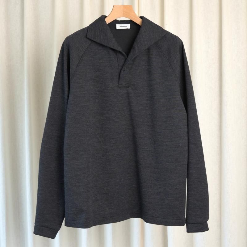25A/WۡTHE RERACS 饯 ITALIAN COLLAR RAGLAN POLO SHIRT L/S / CHARCOAL GRAY