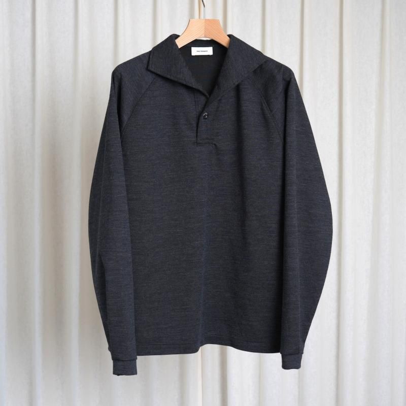25A/WۡTHE RERACS 饯 ITALIAN COLLAR RAGLAN POLO SHIRT L/S / CHARCOAL GRAY