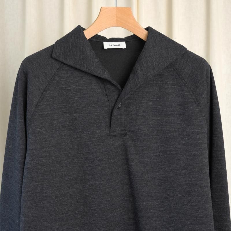 25A/WۡTHE RERACS 饯 ITALIAN COLLAR RAGLAN POLO SHIRT L/S / CHARCOAL GRAY
