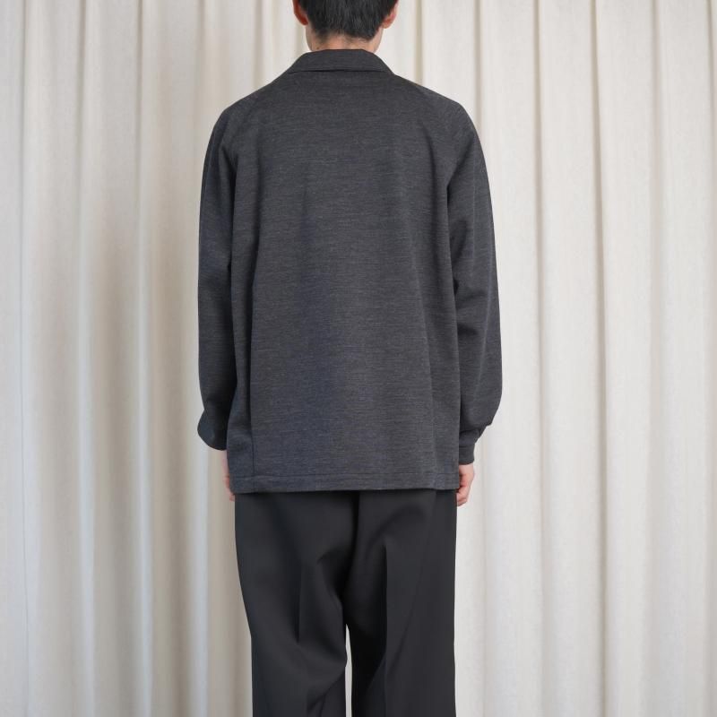 25A/WۡTHE RERACS 饯 ITALIAN COLLAR RAGLAN POLO SHIRT L/S / CHARCOAL GRAY