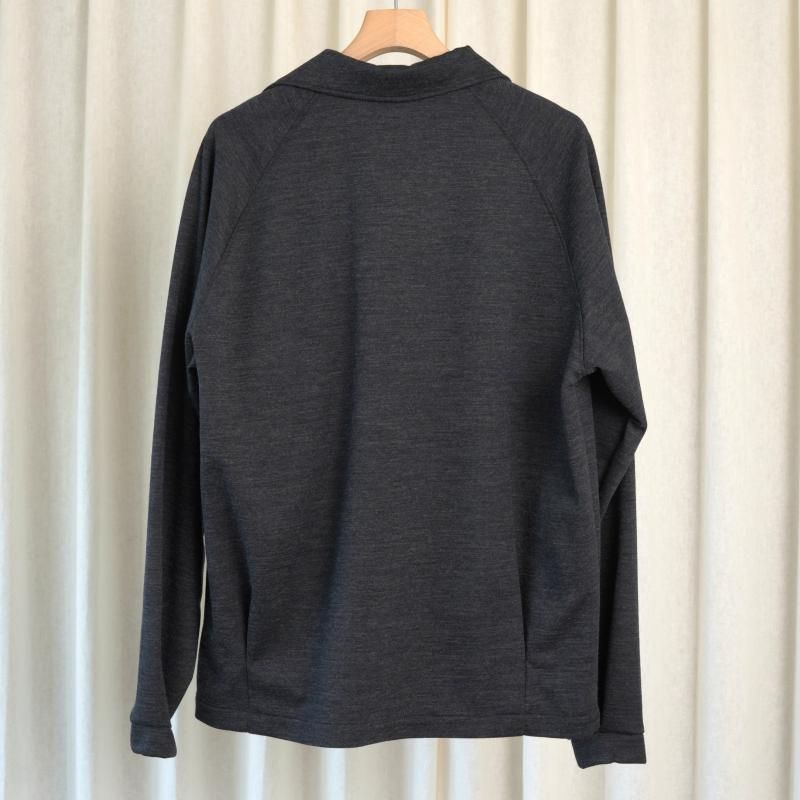 25A/WۡTHE RERACS 饯 ITALIAN COLLAR RAGLAN POLO SHIRT L/S / CHARCOAL GRAY