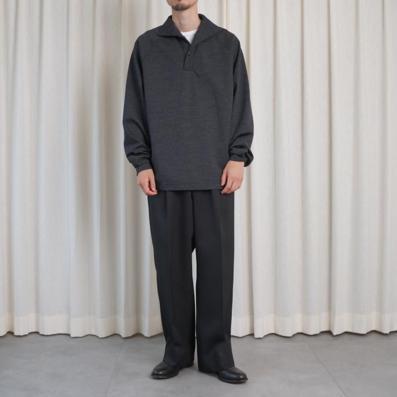 25A/WۡTHE RERACS 饯 ITALIAN COLLAR RAGLAN POLO SHIRT L/S / CHARCOAL GRAY