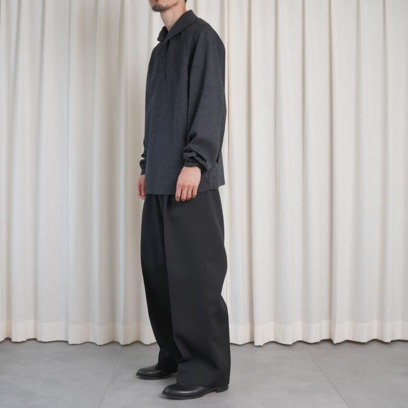 25A/WۡTHE RERACS 饯 ITALIAN COLLAR RAGLAN POLO SHIRT L/S / CHARCOAL GRAY