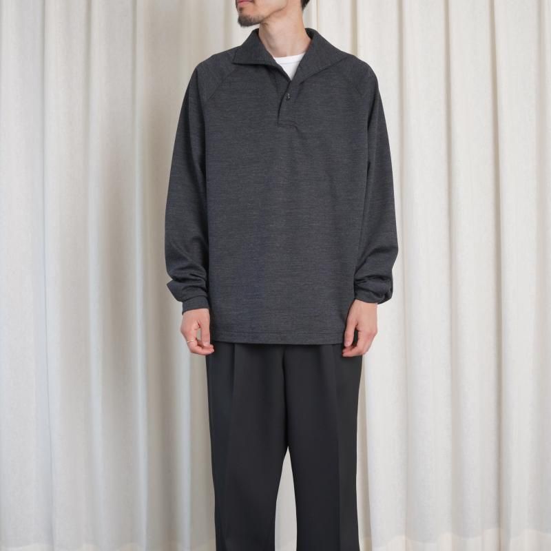 25A/WۡTHE RERACS 饯 ITALIAN COLLAR RAGLAN POLO SHIRT L/S / CHARCOAL GRAY