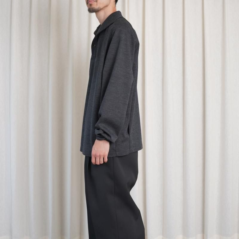 25A/WۡTHE RERACS 饯 ITALIAN COLLAR RAGLAN POLO SHIRT L/S / CHARCOAL GRAY