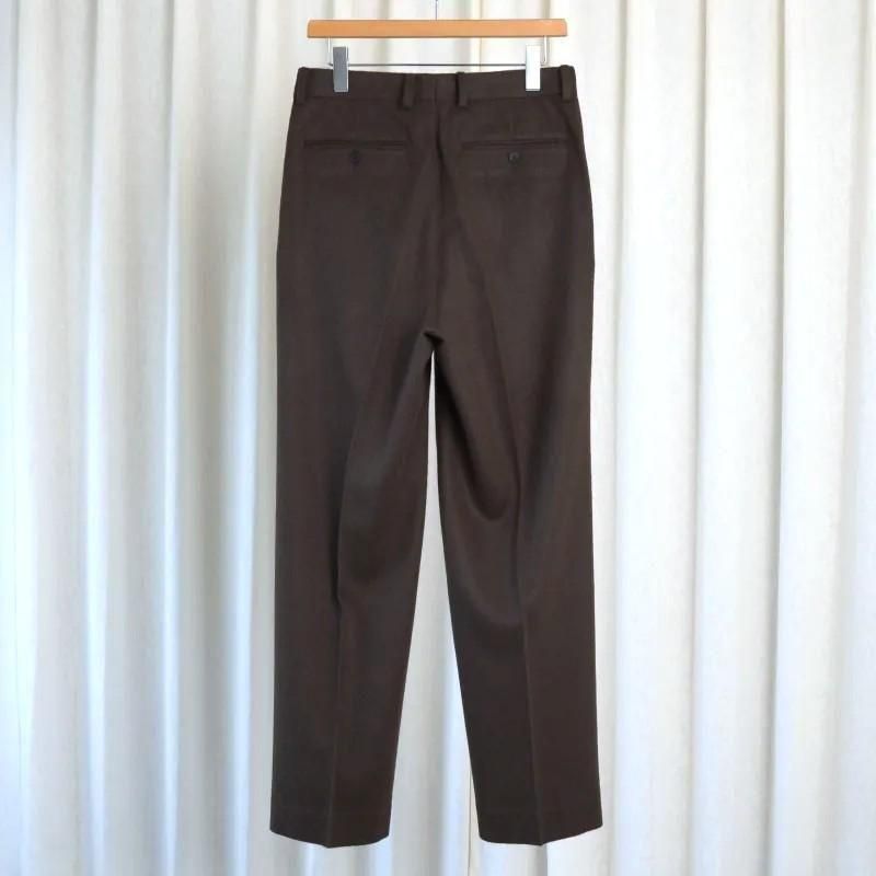 25A/W AURALEE ꡼ BABY CAMEL FLANNEL TWO-TUCK SLACKS
 / DARK BROWN