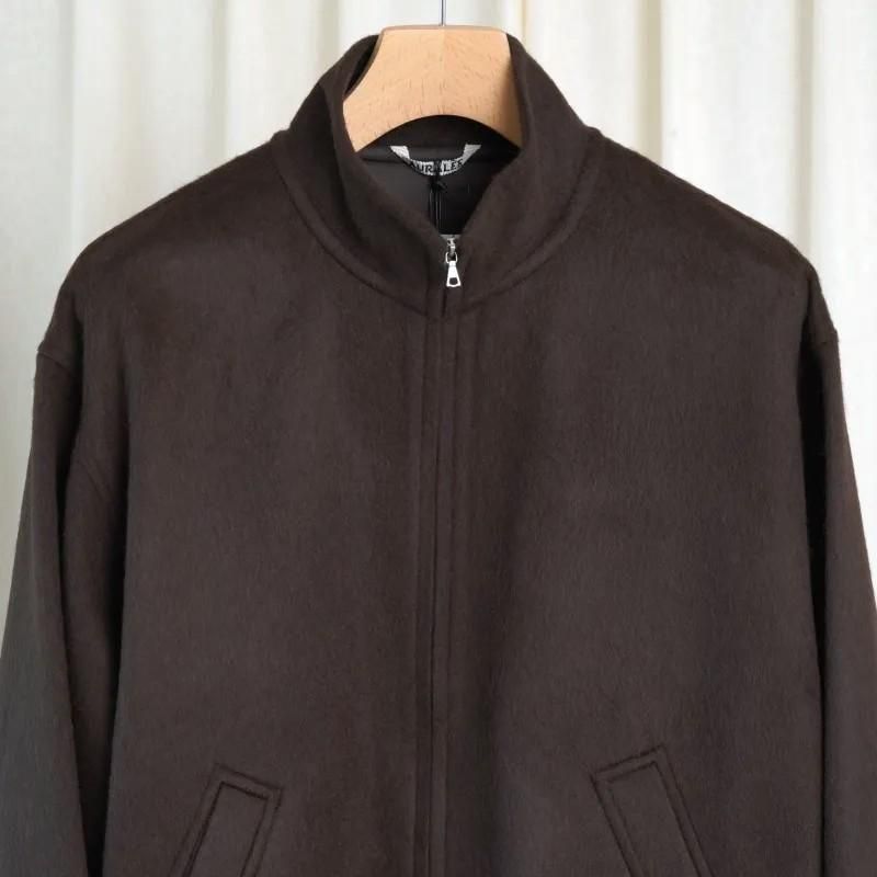 25A/WۡAURALEE ꡼ BABY CAMEL FLANNEL ZIP BLOUSON / DARK BROWN